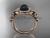 Black Pearl and Diamond Rings 14kt rose gold diamond flower wedding ring ABP524