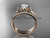 14kt rose gold diamond unique engagement set, wedding ring with a "Forever One" Moissanite center stone ADER154S