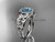 Aquamarine Engagement Rings, Platinum Halo Diamond Butterfly Bridal Ring ADAM524 March's birthstone flower ring