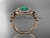 Emerald Engagement Rings, 14kt Rose Gold Halo Diamond Butterfly Bridal Ring ADEM524 May's birthstone flower ring