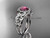 Ruby Engagement Rings, 14kt White Gold Flower Bridal Ring, Halo Diamond Ring ADRB524 July's birthstone Butterfly ring