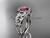 Ruby Engagement Rings White Gold Halo Bridal Ring ADRB524