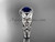 Blue Sapphire Engagement Rings, 14kt White Gold Flower Bridal Ring, Halo Diamond Ring ADBS524 September's birthstone Butterfly ring
