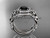 Unique Wedding Ring,Platinum Halo Engagement Ring with a Black Diamond Center Stone and Double Matching Band ADLR300S