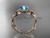 Aquamarine Engagement Rings, 14kt Rose Gold Diamond Butterfly Bridal Ring ADAM526 March's birthstone flower ring