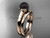Black Cultured Pearl Bridal Ring Sets 14kt Rose Gold Antique Engagement Ring VBP10016S