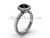 Black Diamond Bridal Ring, White Gold Halo Ring SGT625
