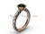 Simple Black Diamond Rings for women, 14k Rose Gold Swirl Wedding Ring SGT629