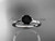 Celtic Trinity Knot Bridal Ring, 14kt White Gold Wedding Ring, Black Diamond Engagement Ring CT7426