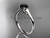 Celtic Trinity Knot Bridal Ring, 14kt White Gold Wedding Ring,  Black Diamond Engagement Ring CT7426