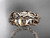 14Kt Rose Gold Diamond Ring, Flower Wedding Band ADLR537B