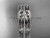 Diamond Wedding Band, 14kt White Gold Leaf Marriage Ring ADLR576B