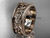 Celtic wedding band, 14k rose gold nature inspired ring