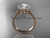 Vintage Halo Diamond Engagement Ring, 14kt Rose Gold  "Forever One" Moissanite Wedding Ring ADLR101