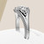 Side view of Celtic engagement ring with 2 carat round lab grown diamond in 14k white gold