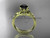 Exquisite Flower Wedding Ring, 14kt Yellow Gold Dream Black Diamond Bridal Ring ADLR240