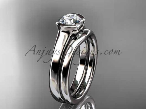 Simple Wedding Ring Sets Platinum Moissanite Ring VD10016S