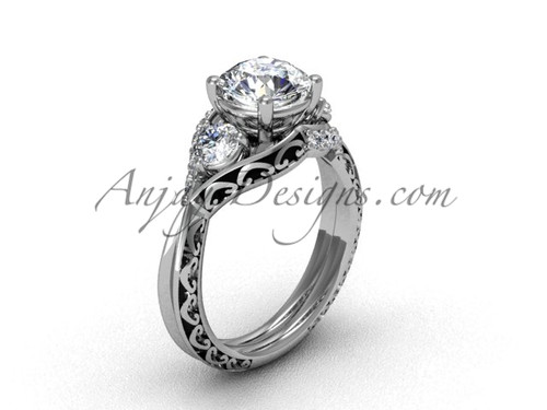 Modern Marriage Ring , White Gold Engagement Ring SGT624