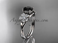 Amazing Cherry Blossom Wedding Ring, Platinum Black Diamond Engagement Ring