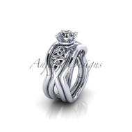 Celtic knot engagement ring set