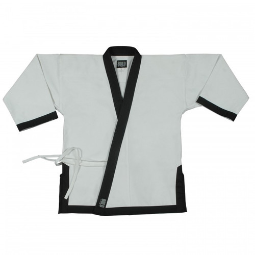 White karate jacket with full black trim.