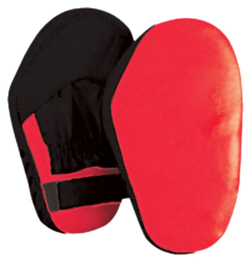 Red and black vinyl focus mitt.