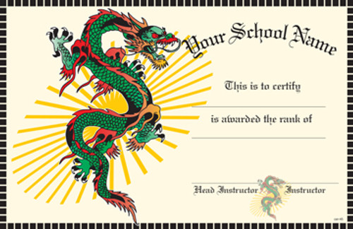 Martial Arts Rank certificate.