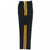 Black martial arts cargo pants with gold stripes.