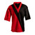 V-neck, red and black, martial arts team uniform top - front view. V-neck, red and black, martial arts team uniform top - front view.