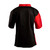V-neck, red and black, martial arts team uniform top - back view. V-neck, red and black, martial arts team uniform top - back view.