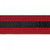 Red karate belt with black stripe.