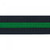 Black karate belt with green stripe.