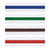 White karate belt with colored stripe of blue, green, brown, and red.