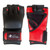 Black and red imitation leather MMA gloves without thumb.