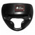 MMA training headgear in black leather - front view.