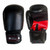 12 oz boxing gloves made of black and red imitation leather.