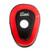 Black and red imitation leather focus mitt - front view.