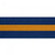 Blue karate belt with gold stripe.