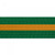 Green karate belt with gold stripe.