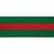 Green karate belt with red stripe.