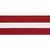 Red karate belt with white stripe.