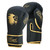 Synthetic leather boxing gloves in black and gold.