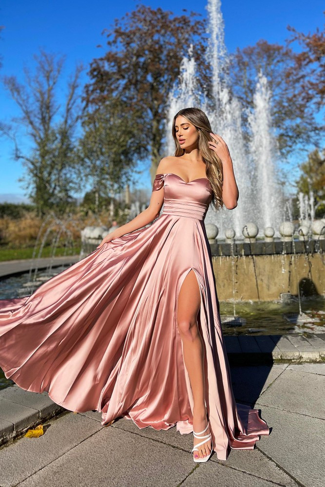 Dusty Pink Beads & Tulle V Neck Mermaid Prom Dress - Xdressy