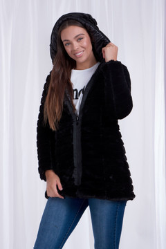 FAUX FUR REVERSIBLE PUFFER 