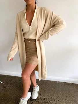BEIGE WARM KNIT CARDIGAN