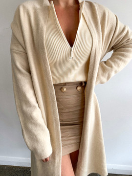 BEIGE WARM KNIT CARDIGAN