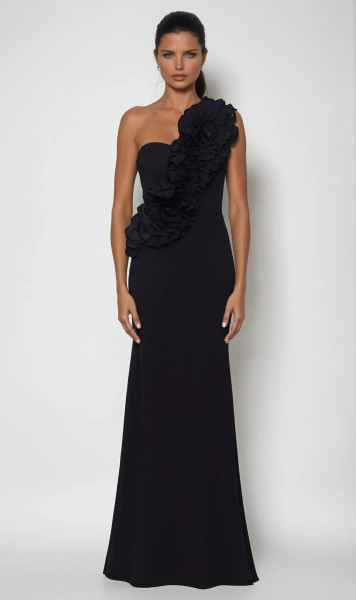 MARIAN EVENING ONE SHOULDER BLACK GOWN 