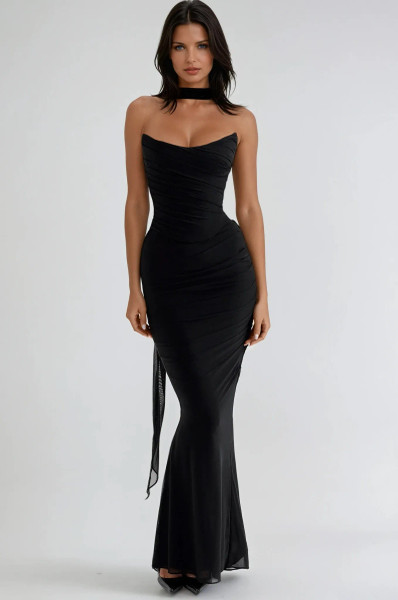 Cassidy Gown - Black strapless evening gown 