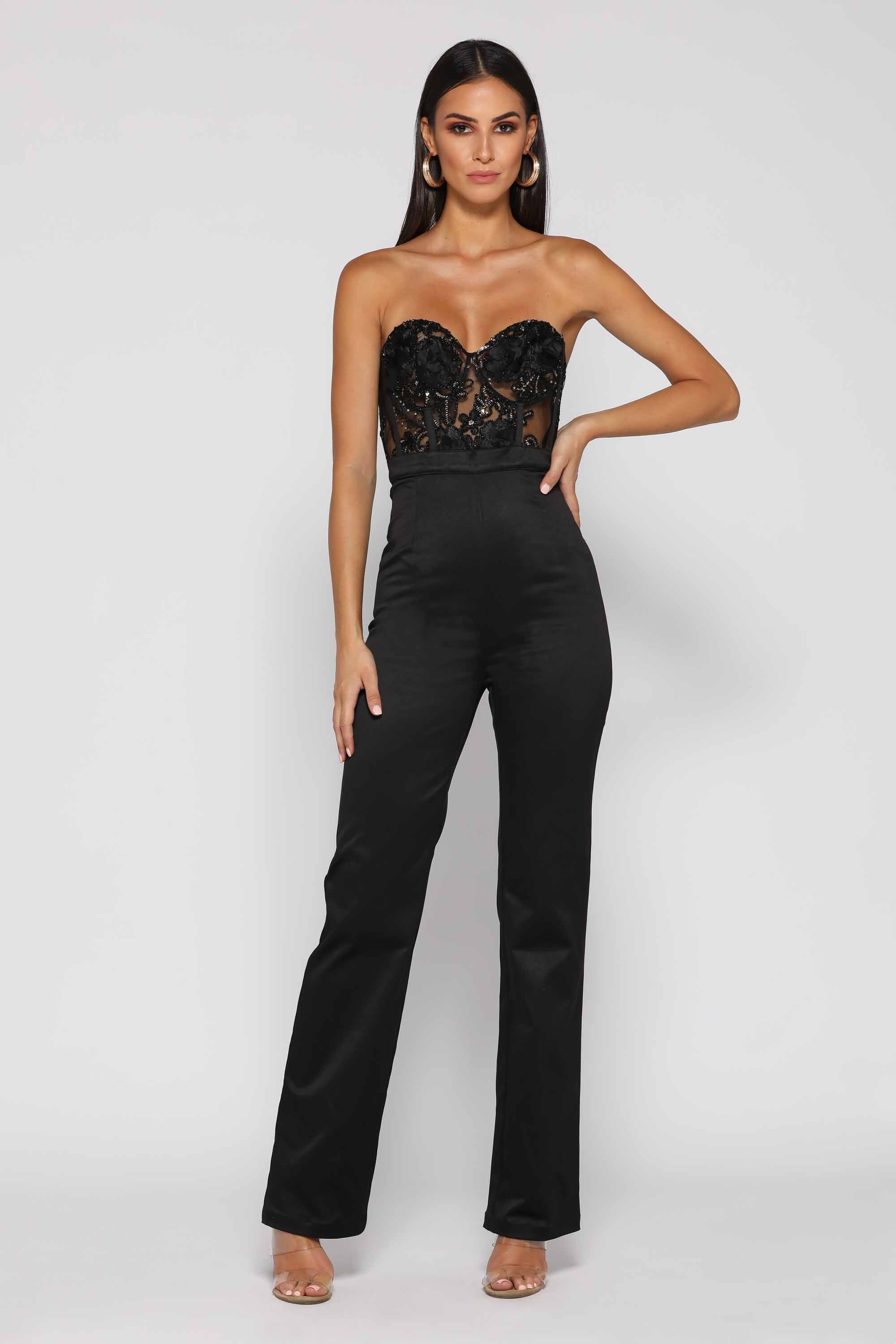 black jumpsuit tube top