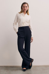Clever Crepe Lexington Flared Trousers Navy
